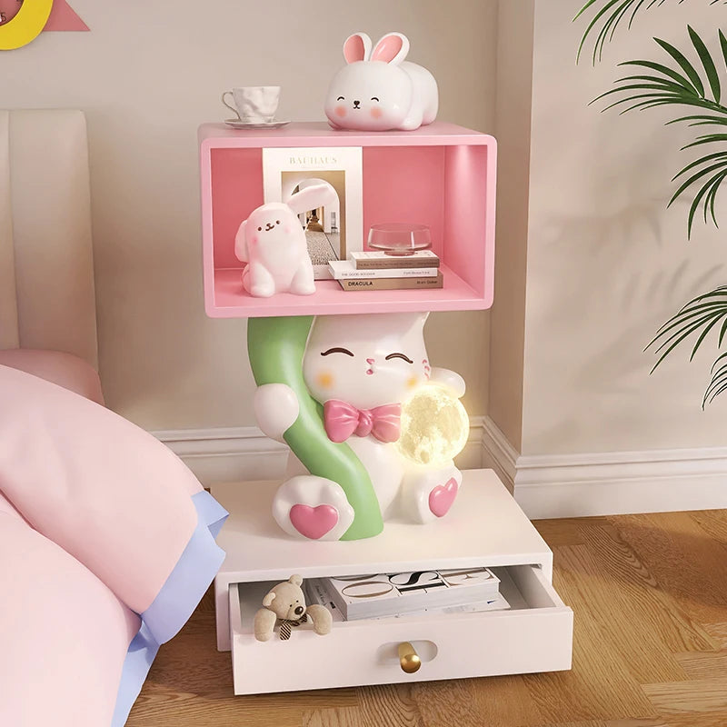Home Furniture Cat Statue Living Room Side Table Floor Decor Children's Room Bedside Tables Resin Animal Sculpture Storage Rack