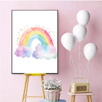 Cartoon Cute Unicorn Nursery Girl Room Pastel Rainbow Art Poster Canvas Painting Wall Prints Picture Children Room Home Decor