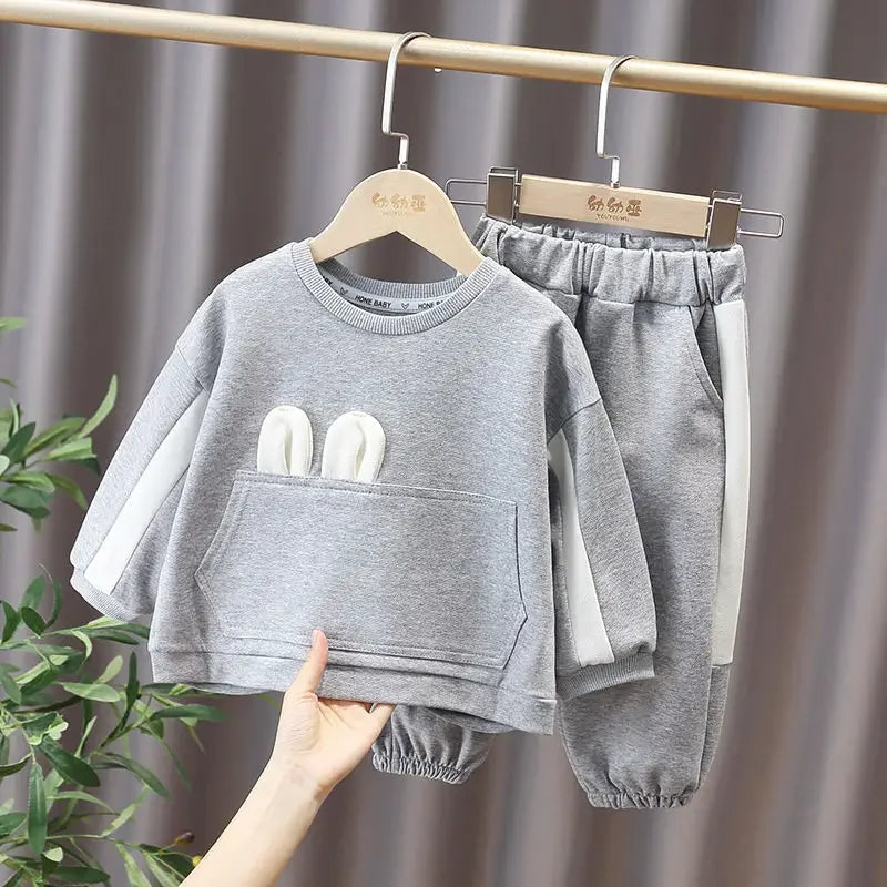 Children's Clothing Sets Bowknot Baby Girl Clothes Kids Boutique Clothes Pocket Hoodie + Pants Outfit Set for 1 To 6 Years
