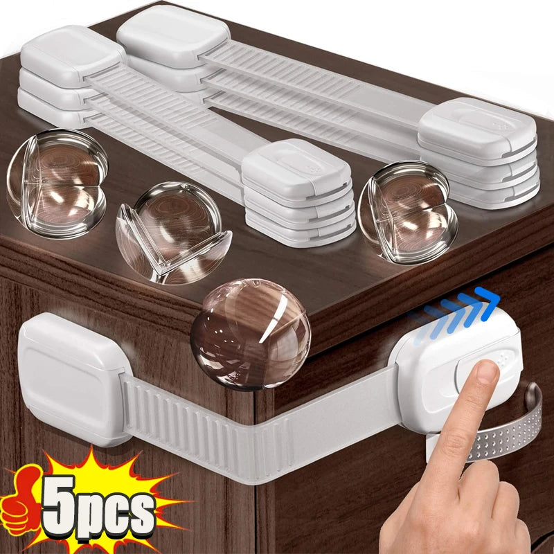 Baby Safety Cabinet Locks Adhesive Child Proofing Latches To Baby Proof Cupboard Drawers Fridge Adjustable Kids Proofing Straps