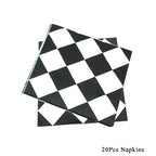 Racing Car Theme Disposable Tablecloth Red Black White Checkered Pattern Boys Kids Birthday Party Decoration Supplies Gifts ﻿