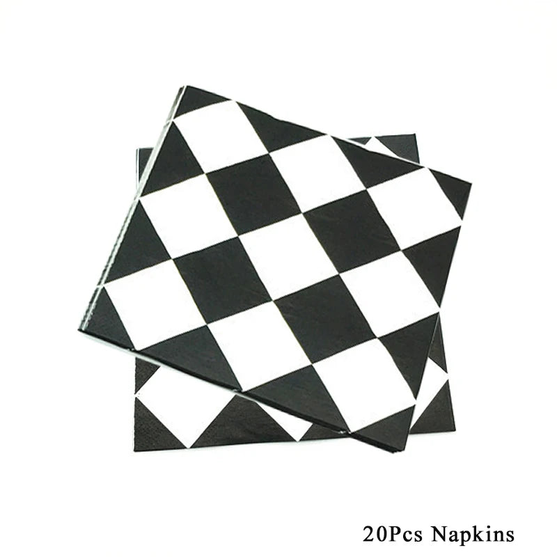 Racing Car Theme Disposable Tablecloth Red Black White Checkered Pattern Boys Kids Birthday Party Decoration Supplies Gifts ﻿