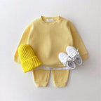 Baby Girls Clothes Autumn Cotton Kintting Clothing Sets Mock 2PCS Waffle Cotton Kids BoysSets Tracksuit Tops+Pants Korean