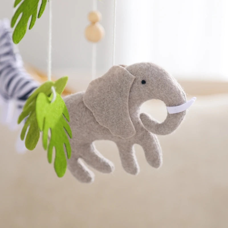 Wooden Baby Crib Mobile with Felt Animals
