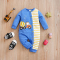 Blue Stripe Baby Boy Footie Romper