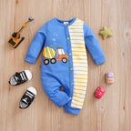 Blue Stripe Baby Boy Footie Romper
