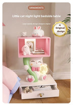 Home Furniture Cat Statue Living Room Side Table Floor Decor Children's Room Bedside Tables Resin Animal Sculpture Storage Rack