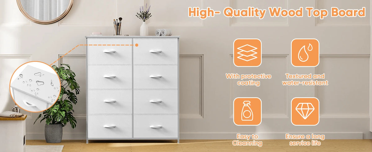 Children's Wardrobe For Bedroom With 8 Fabric Drawers