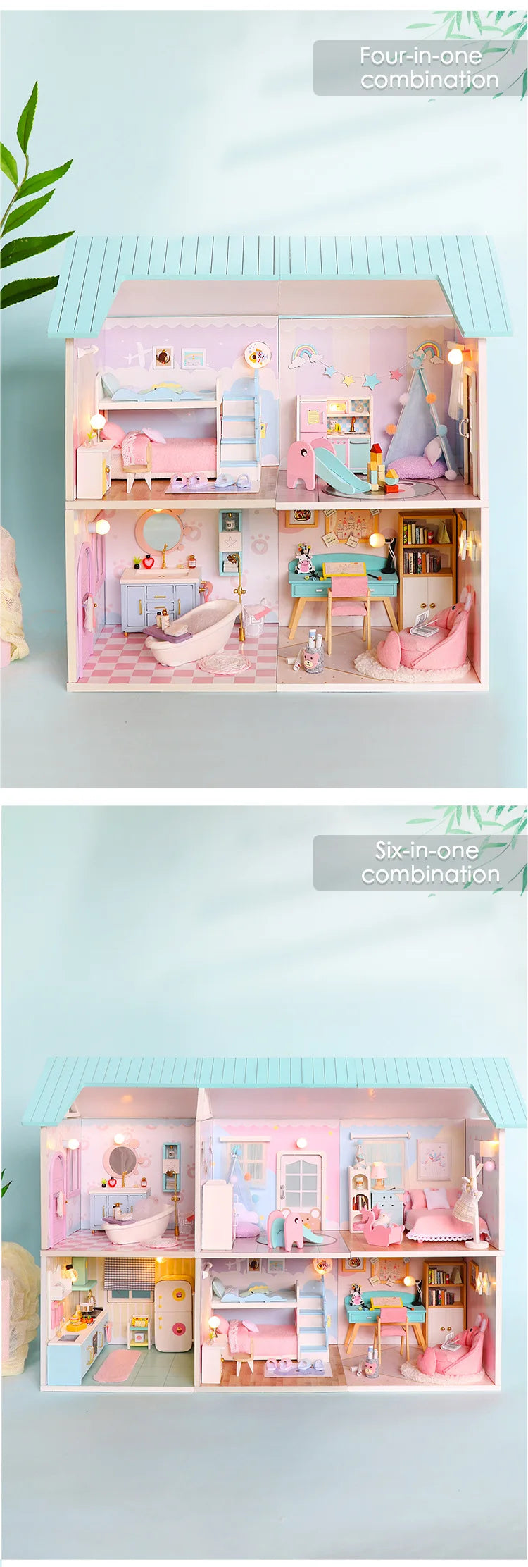 Baby House Kit Mini DIY Handmade 3D Puzzle Assembly MagicBuilding Model Toys, Home Bedroom Decoration With FurnitureWooden