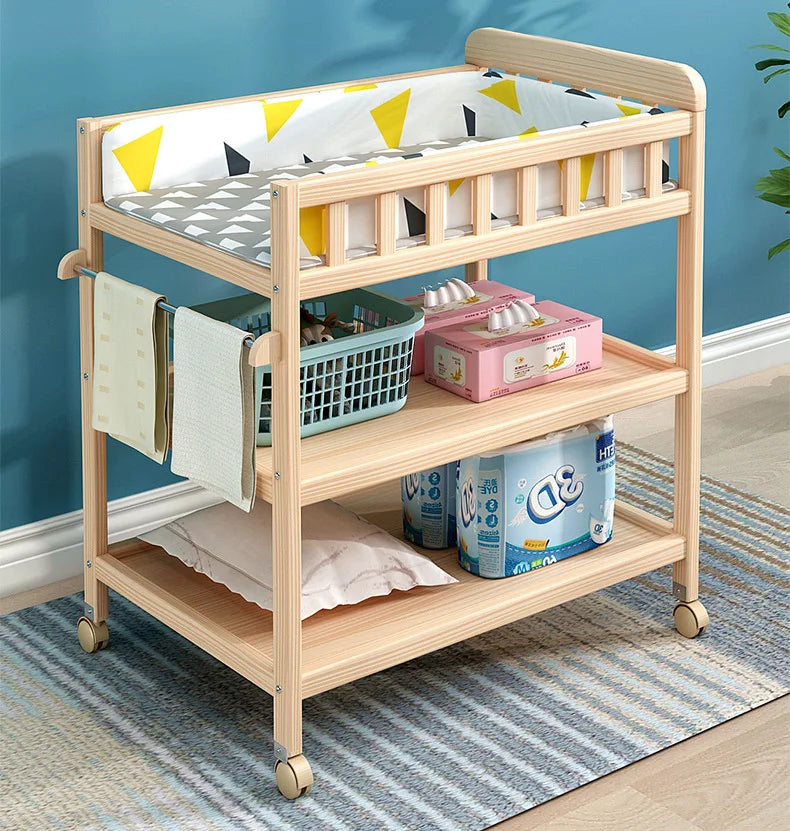 Diaper Changing Tables Solid Wood Baby Care Table Massage Bath Integrated Multifunctional Baby Bed Changing Table