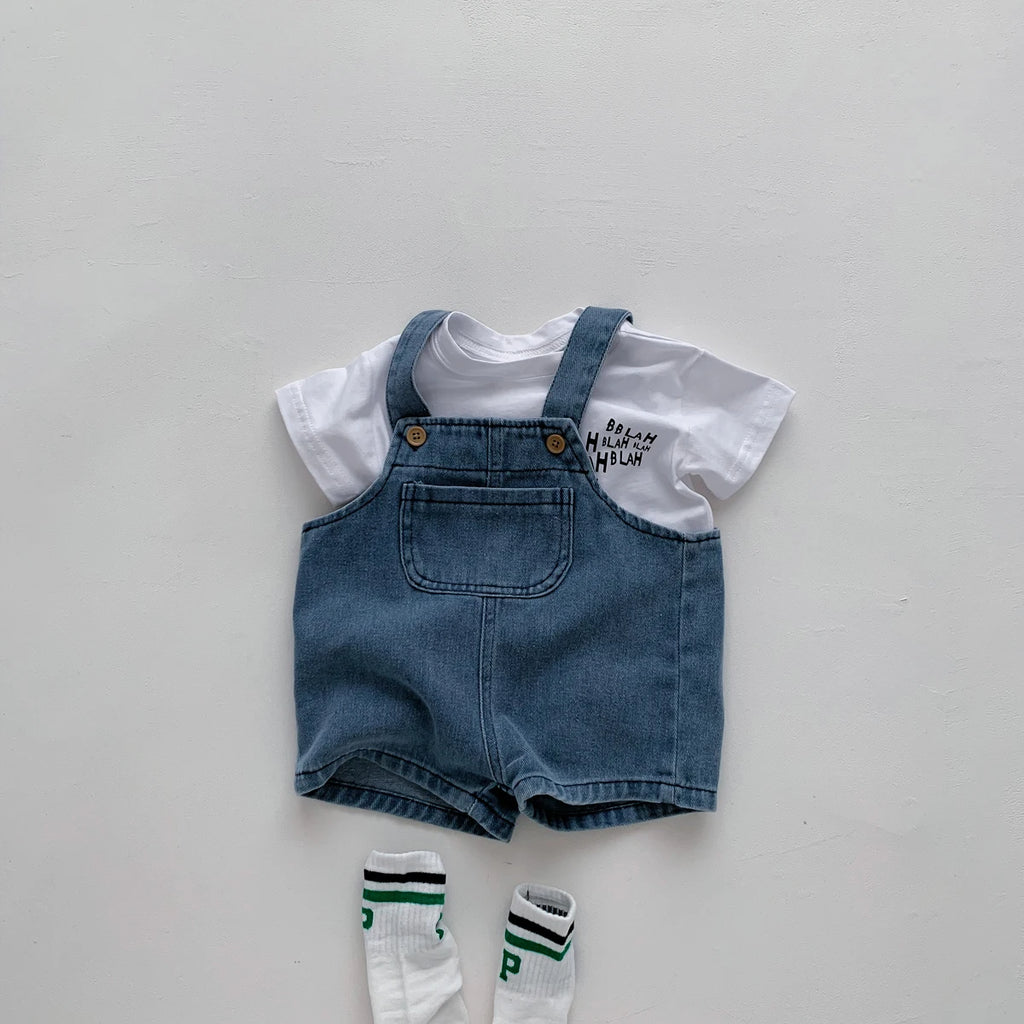 2-Piece Baby T-Shirt & Denim Jumpsuit Set