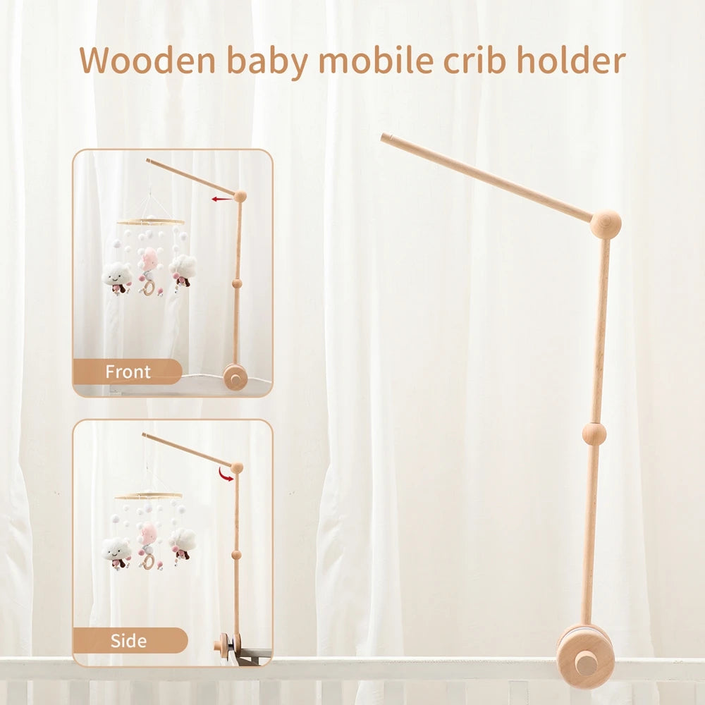 Baby Rattle Toy 0-12 Months Toys Wooden Mobile Bed Bell Floor Stand Bracket Newborn Bed Bell Hanging Holder Bracket Infant Crib