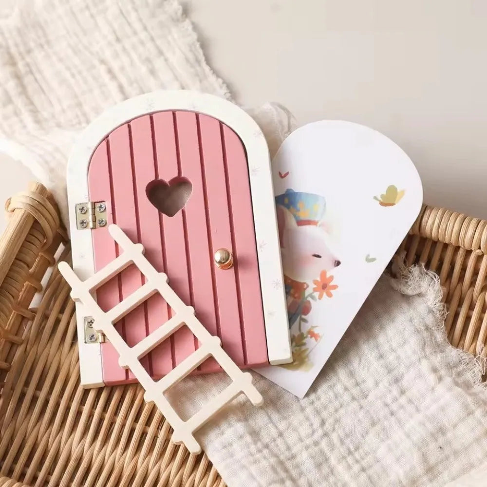 Novelty Glows in The Dark Window Dollhouse Home Decorations Mini Creative Fairy Elf Door Funny Wooden Mouse Hole Nursery Decor