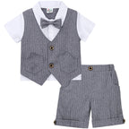 Baby Boys Clothing Set Infant Gentleman Outfit Top + Shorts Baptism Wedding Birthday Gift Costume 2PCS Kids Summer Clothes Suit