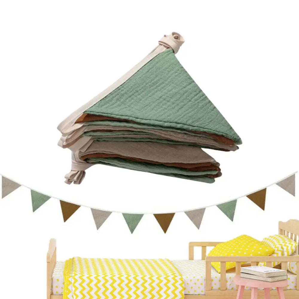 Pennant Banner Flags Nursery Bunting Banner Flags Washable Cotton Fabric Triangle Pennant Garlands for Living Room and Bedroom