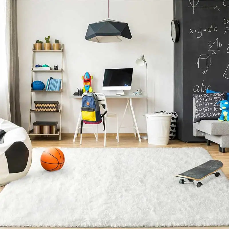 Furry Carpet Living Room Mat Modern Bedroom Nordic Style Decoration Carpet Large Size Black Gray White Non Slip Children's Rugs