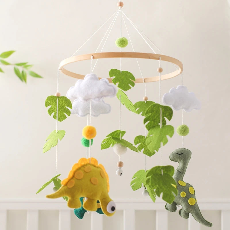 Wooden Rattles Toys Baby Crib Mobile Bed Bell Soft Felt Hot Balloon Newborn Music Bed Bell Hanging Toys Crib Bracket Baby Gifts