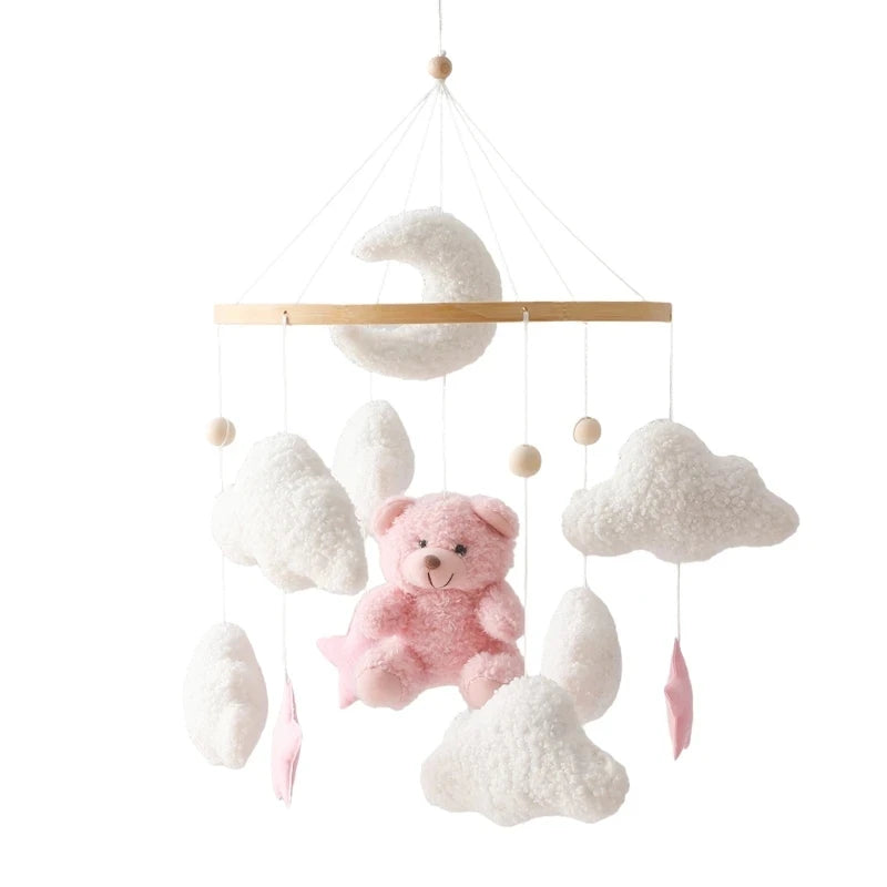 Wooden Baby Crib Mobile with Felt Animals