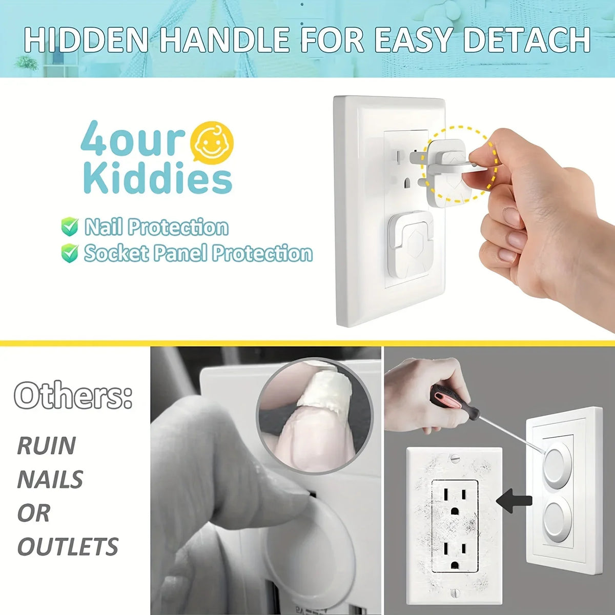 1-20Pc Baby Proof Outlet Covers Child Safety Plug Protector Reusable Socket Caps Electrical Outlet Plug Covers for Childproofing