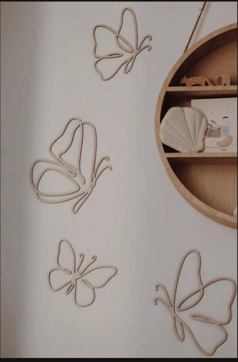 Wooden Outline Plywood Butterflies Nursery Wall Decor, Teen Room Wall Art, Boho Butterfly Decor, Girls Bedroom Decoration