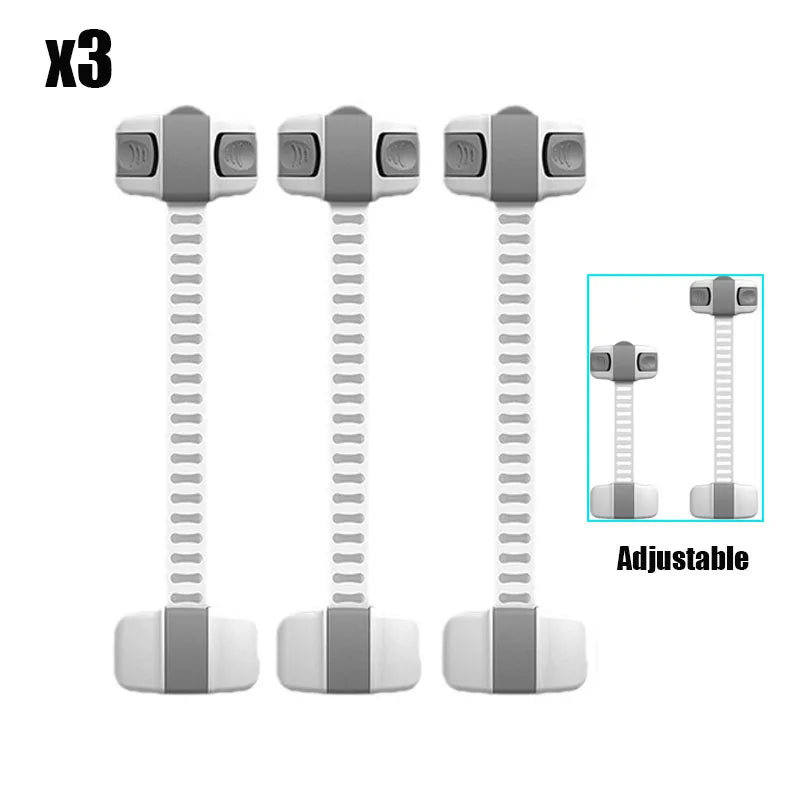 3Pcs/Set Child Safety Strap Locks Multi-Use Adhesive Plastic Baby Proofing Locks For Cabinets and Drawers,Toilet,Fridge
