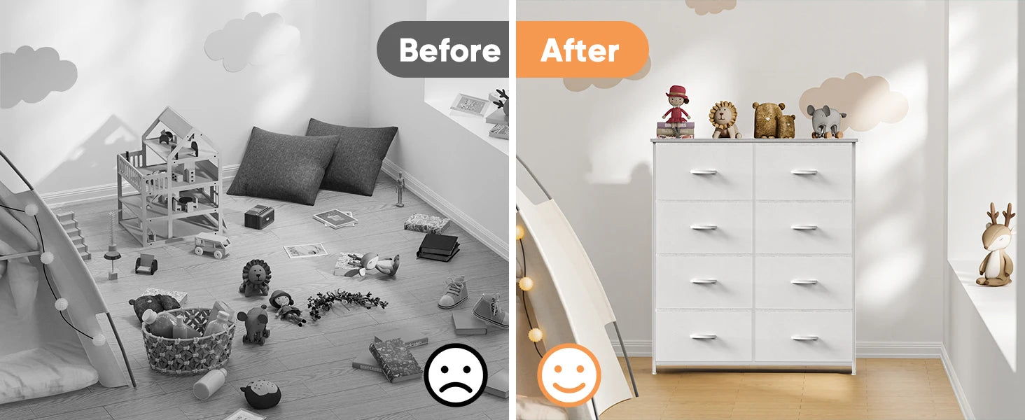 Children's Wardrobe For Bedroom With 8 Fabric Drawers