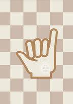 Neutral Nursery Wall Art Checkered Toddler Poster for Baby Boys Room Decor with Surfer Shaka Sign Lightning Bolt Kids Design