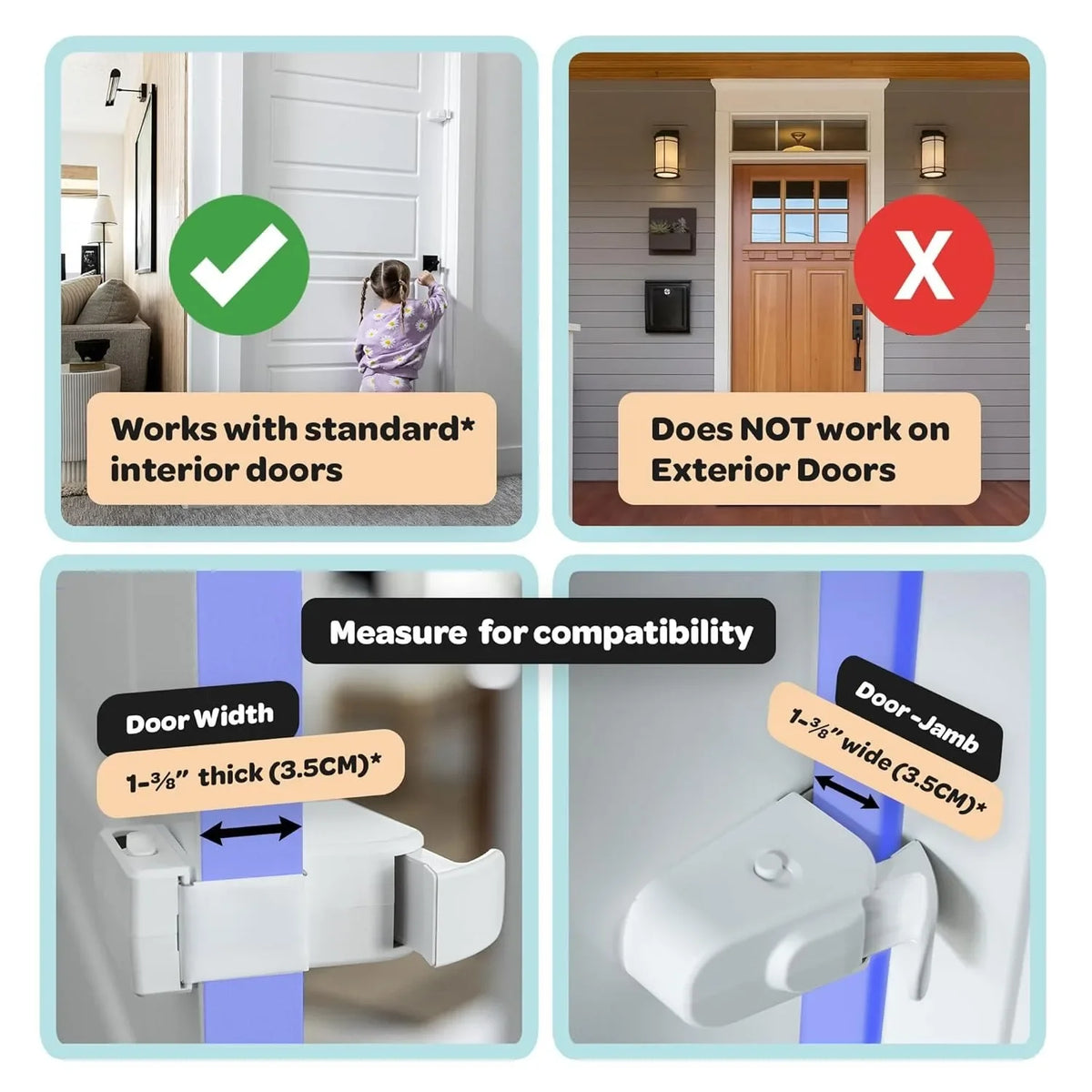 Baby Safety Lock Anti-Jamming Door Blocking Mechanism Safety Cabinet Lock Kids Security Childproof Safety Lock for Interior Door