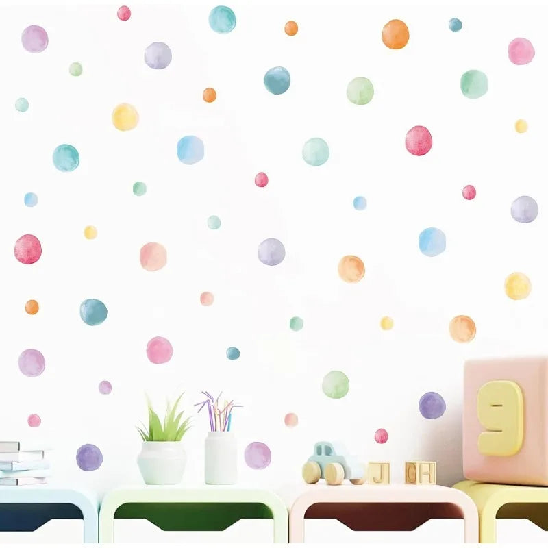 Wall Stickers Removable Nursery Wall Decals Poster Print Children Boho Colorful Polka Dots Kids Bedroom Interior Home Decor