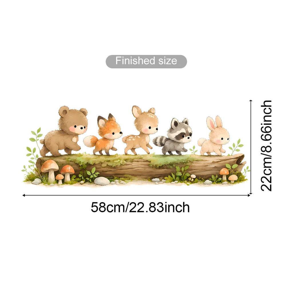 Nursery Forest Animals Window Sticker Removable Static Cling Glass Film for Baby Room Bedroom Playroom Cute Cartoon Home Decor