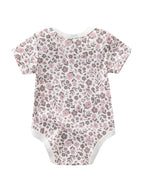 5pcs Baby Girl Short Sleeve Jumpsuit, Cotton