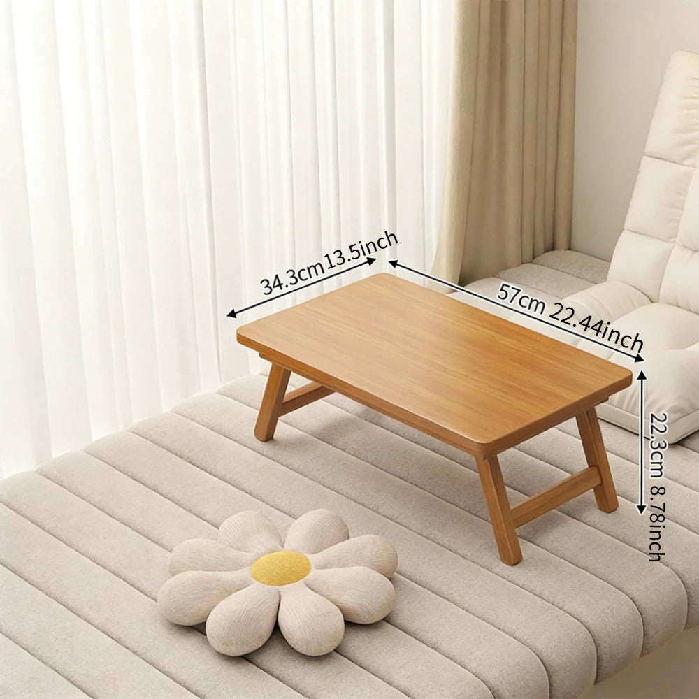 Modern Foldable Coffee Table Brown Bamboo Top Contemporary Style for Bay Window, Balcony, or Study Area