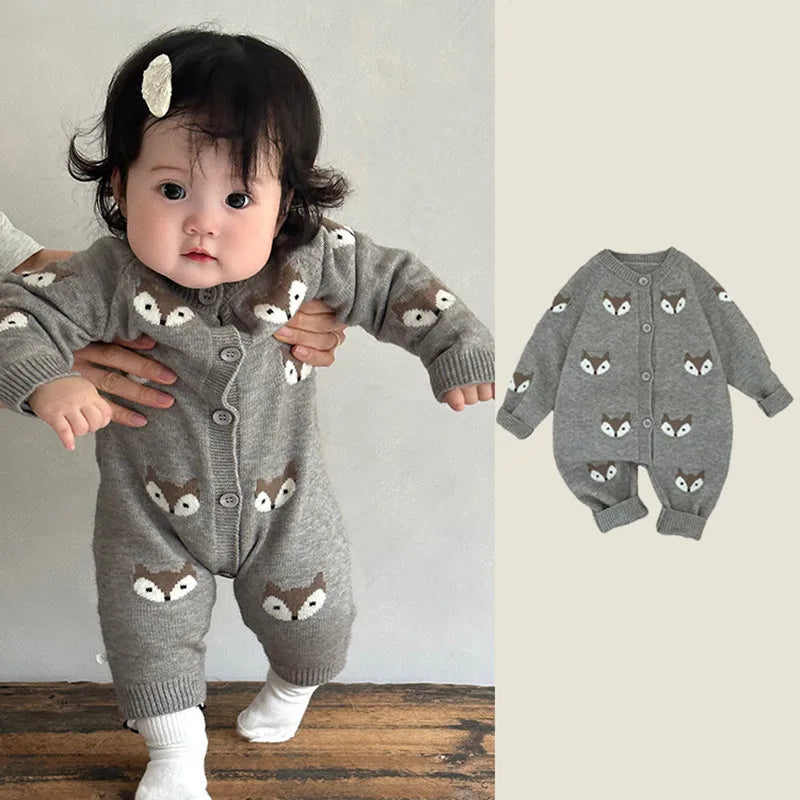 Cartoon Knit Baby Jumpsuit