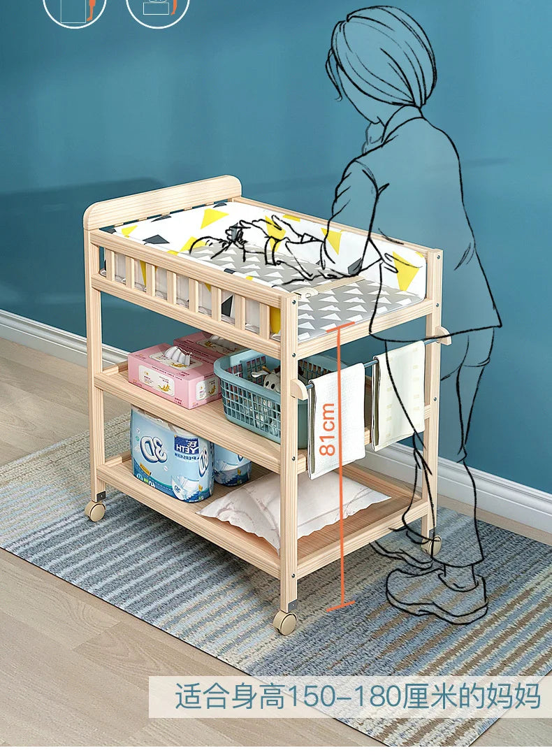 Diaper Changing Tables Solid Wood Baby Care Table Massage Bath Integrated Multifunctional Baby Bed Changing Table