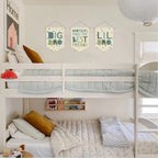Nursery Decor Canvas Banner,Boy Bedroom Playroom Wall Art Decorations,Boho Twin Room Sign, Big Bro Lil Bro, Sage Green Blue Kids