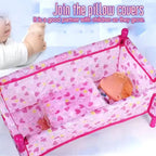 Foldable Doll Crib for Pretend Play