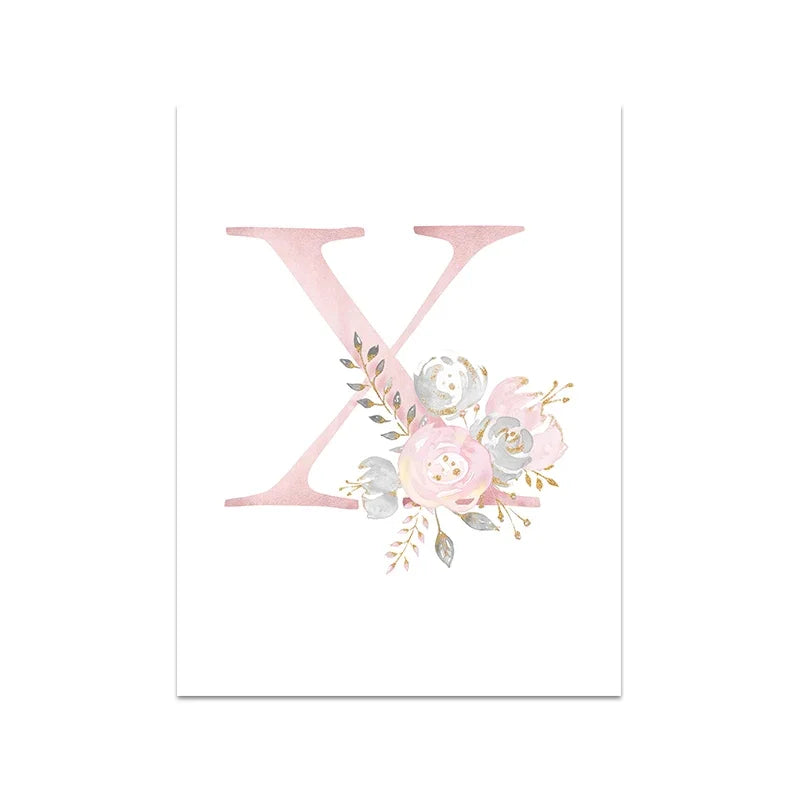 Baby Decoration Bedroom Child Posters Girl's Room Prints Nursery Pink Flower Wall Art Canvas Painting Pictures kids Room Decor