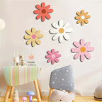 Nordic Wooden Flower Wall Ornaments Kids Room Decoration Boho Wood Daisy Flowers Stickers Crafts Baby Nursery Decor Photo Props