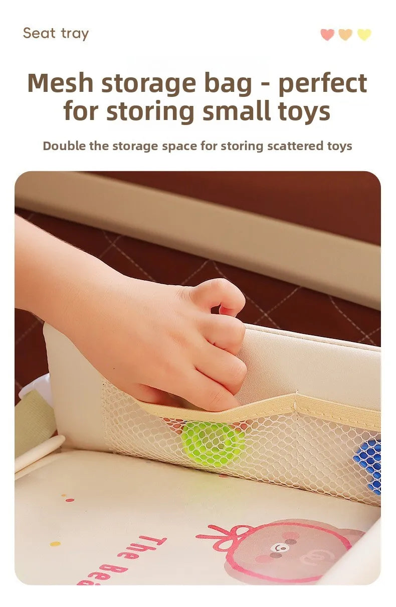 Baby Car Waterproof Storage Dining Table, Cartoon Kids Car Safety Seat Tray, Universal Small Table Board for Strollers