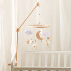 Wooden Rattles Toys Baby Crib Mobile Bed Bell Soft Felt Hot Balloon Newborn Music Bed Bell Hanging Toys Crib Bracket Baby Gifts