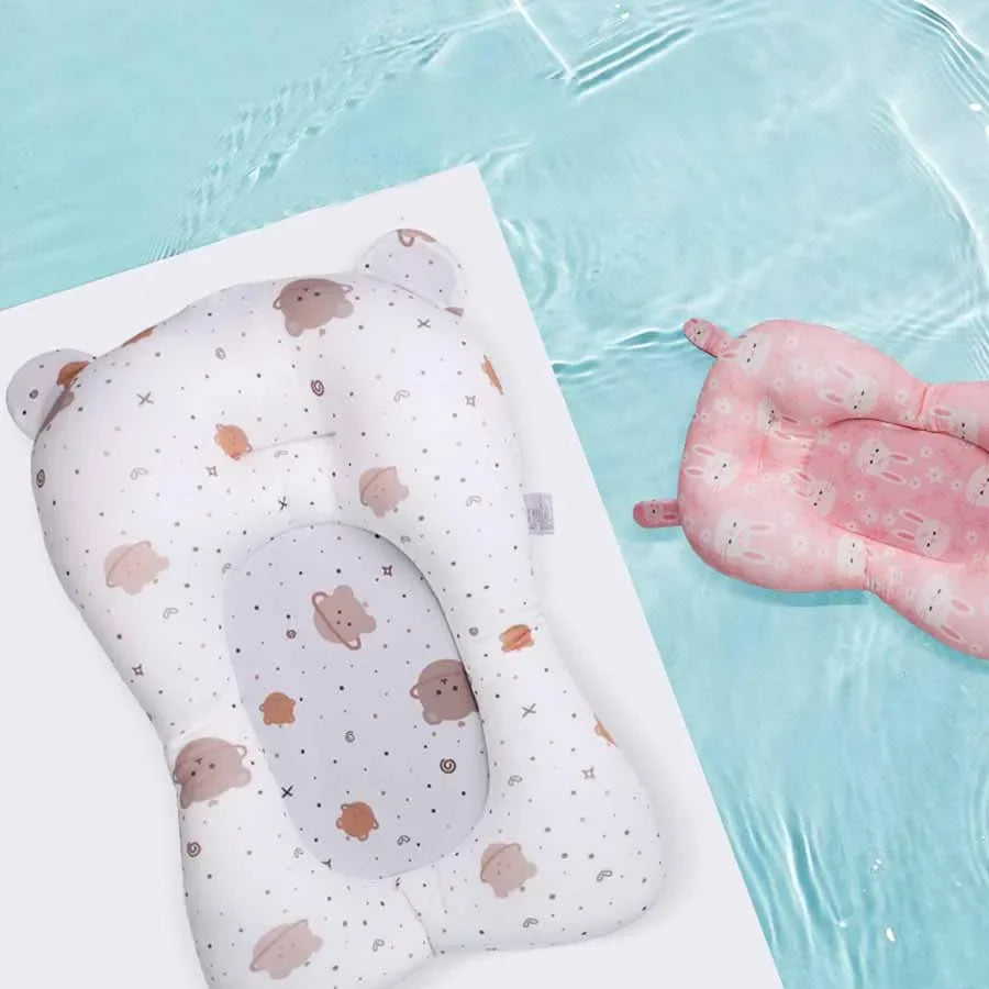 Baby Shower Bath Tub Mat Infant Foldable Support Bath Body Cushion Baby Tubs Pillow Cartoon Non-Slip Soft Newborn Bathtub Pad