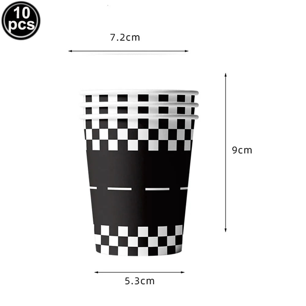 Racing Car Theme Disposable Tablecloth Red Black White Checkered Pattern Boys Kids Birthday Party Decoration Supplies Gifts ﻿