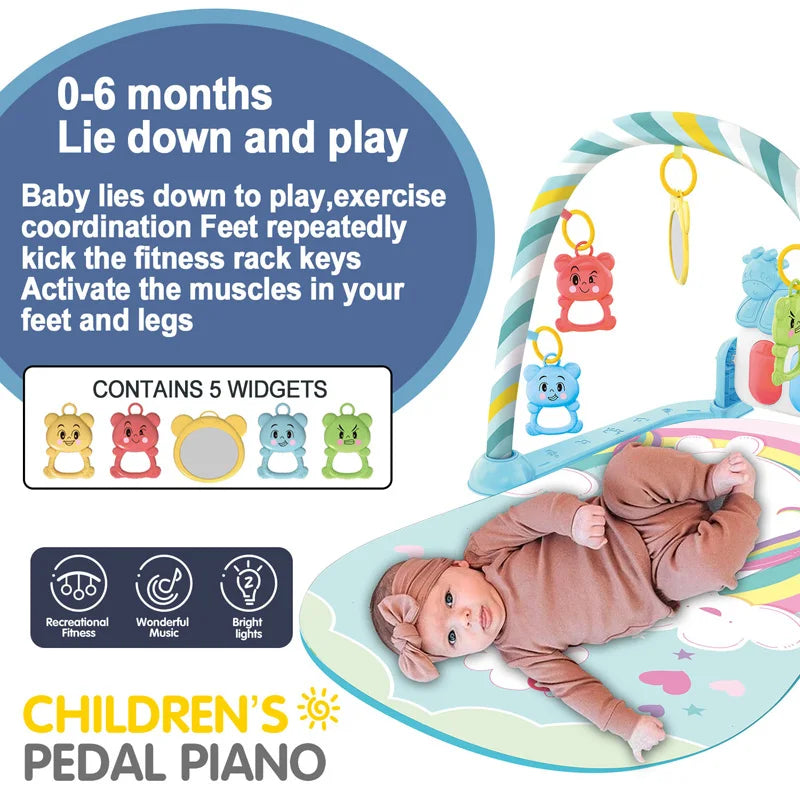 Baby Activity Gym with Piano & Play Mat