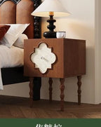 High-end Luxury Antique Bedside Table Ash Wood Artistic Four-leaf Clover Sofa Side Cabinet Bedroom Bedside Cabinet