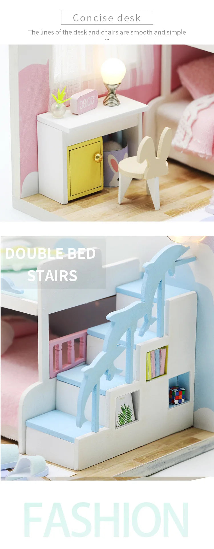 Baby House Kit Mini DIY Handmade 3D Puzzle Assembly MagicBuilding Model Toys, Home Bedroom Decoration With FurnitureWooden