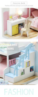 Baby House Kit Mini DIY Handmade 3D Puzzle Assembly MagicBuilding Model Toys, Home Bedroom Decoration With FurnitureWooden