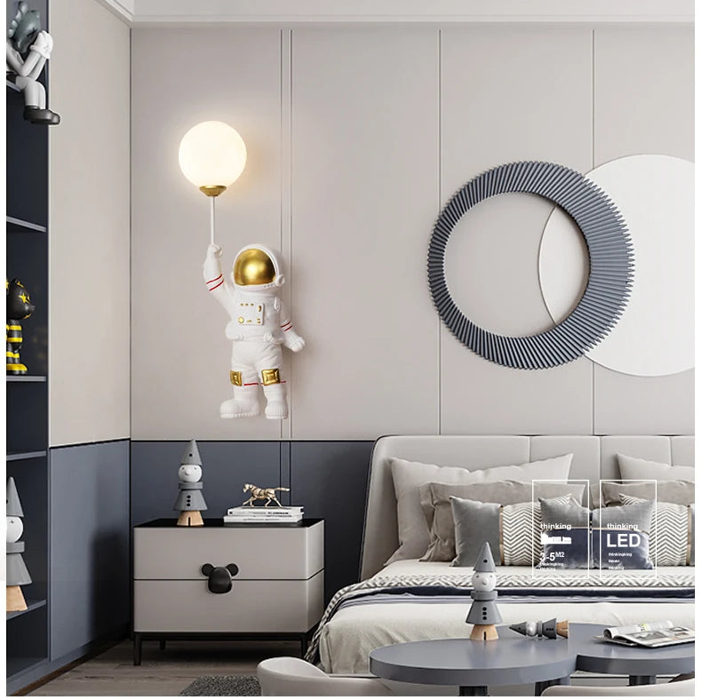 Nursery Room Children's Room Wall Light Resin Astronaut G9 Bulb Speaceman Boy Bedroom Bedside Night Lamps AC110V 220V