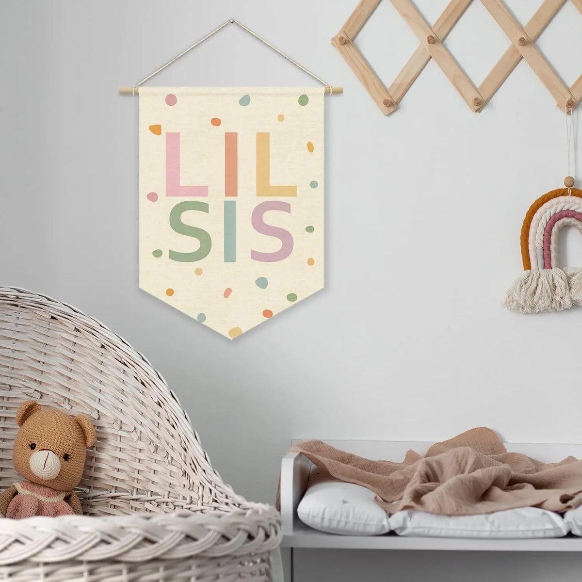 Nursery Decor Canvas Banner,Boy Bedroom Playroom Wall Art Decorations,Boho Twin Room Sign, Big Bro Lil Bro, Sage Green Blue Kids