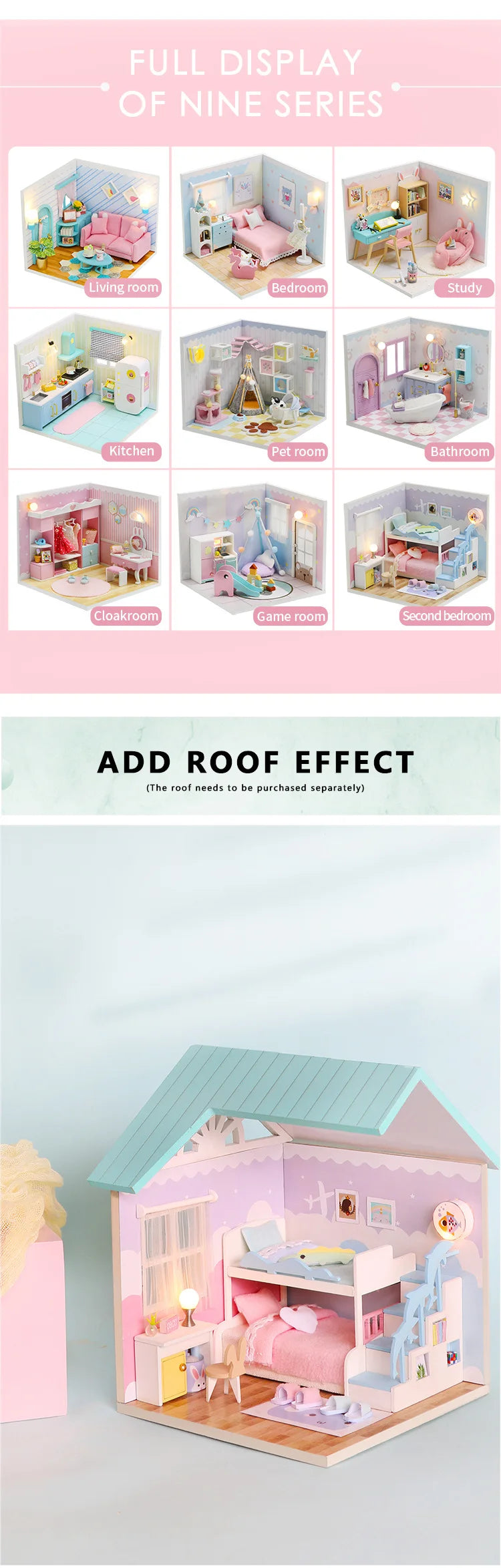 Baby House Kit Mini DIY Handmade 3D Puzzle Assembly MagicBuilding Model Toys, Home Bedroom Decoration With FurnitureWooden