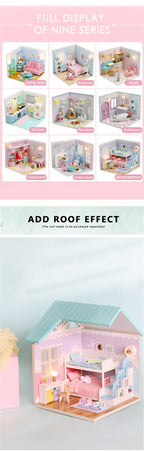 Baby House Kit Mini DIY Handmade 3D Puzzle Assembly MagicBuilding Model Toys, Home Bedroom Decoration With FurnitureWooden